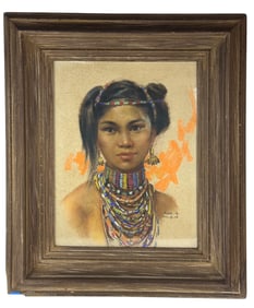 Cesar Amorsolo 1903-1998 Portrait Pastel Drawing