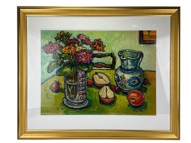 Paula Egolf Flower Pot Jug Fruit Acrylic Painting