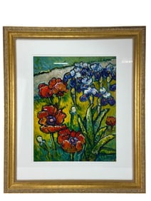 Paula Egolf Iris & Poppy Garden Acrylic Painting