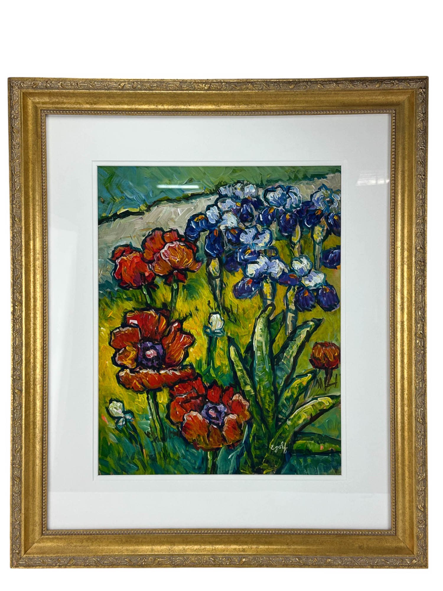 Paula Egolf Iris & Poppy Garden Acrylic Painting (1 of 4)