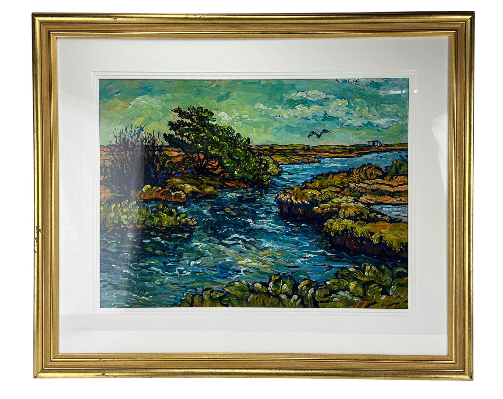 Paula Egolf 20thC Landscape River Acrylic Painting (1 of 3)