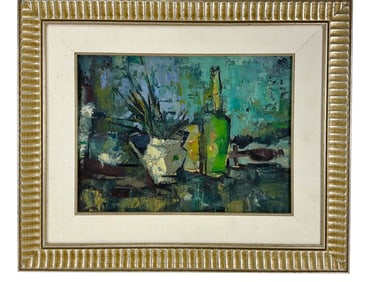 Mid Century MCM Abstract Still Life Oil Painting
