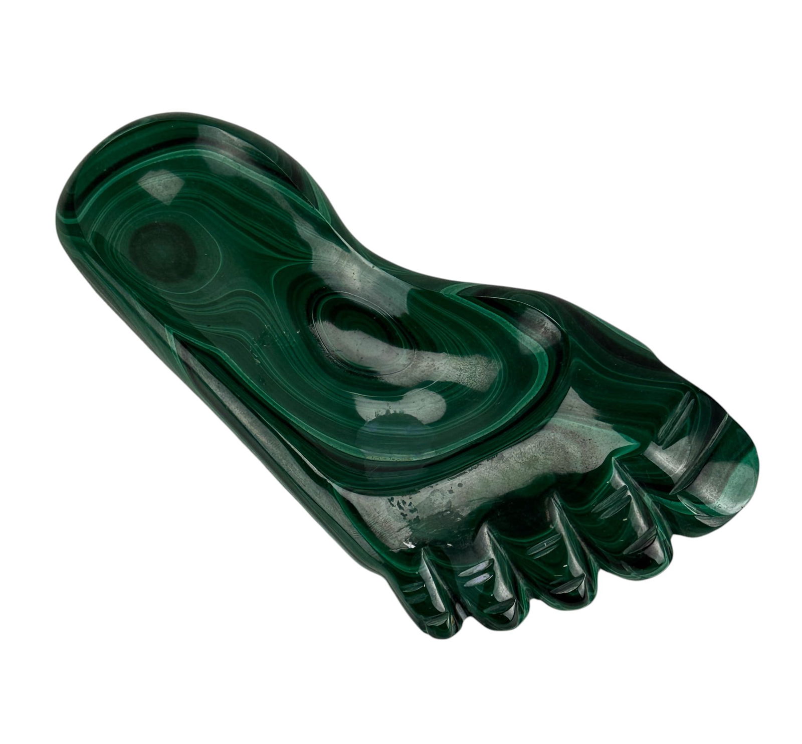 Malachite Carved Hardstone Foot Shape Trinket Dish (1 of 4)