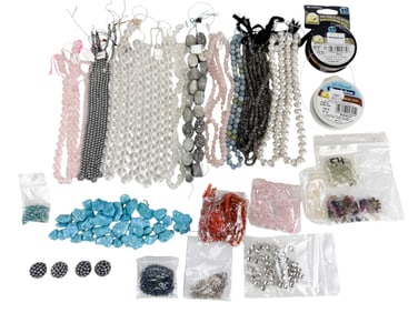 Estate Lot Jewelry Making Beads and Wire Supplies