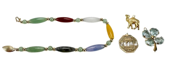 Estate Lot Four Pieces Jewelry Yellow Gold Accents