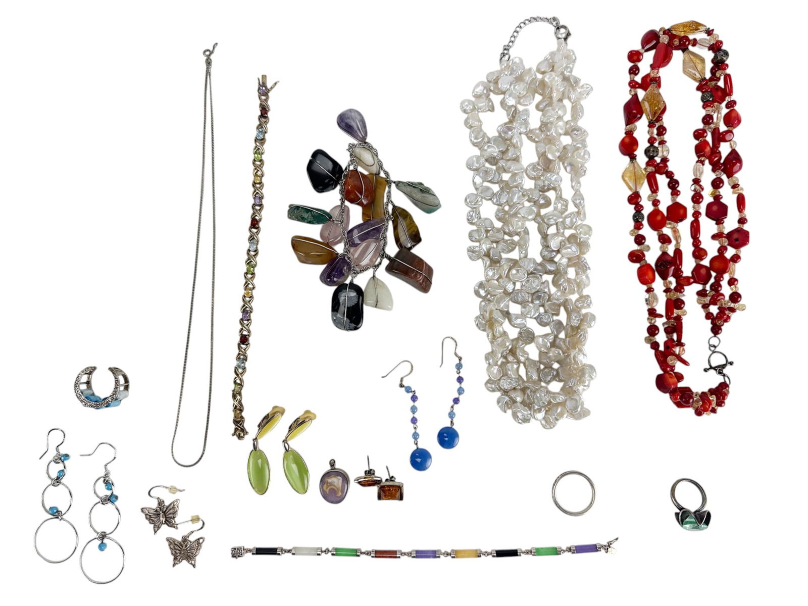 Estate Lot 15 Pcs Mixed Media & Sterling Jewelry (1 of 5)