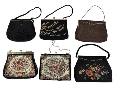 French & Japanese Beaded & Tapestry Handbag Purses
