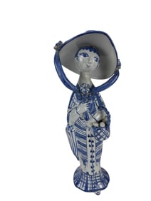 Bjorn Wiinblad Lady w Basket Ceramic Sculpture
