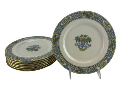 Lenox Autumn Porcelain Enamel Salad Plates 8pc LOT: Lenox china set of eight salad plates in the Autumn pattern, introduced in 1966. Each marked Autumn S-1 Made in U.S.A. to the underside. Each of the ivory colored porcelain plates features a central f