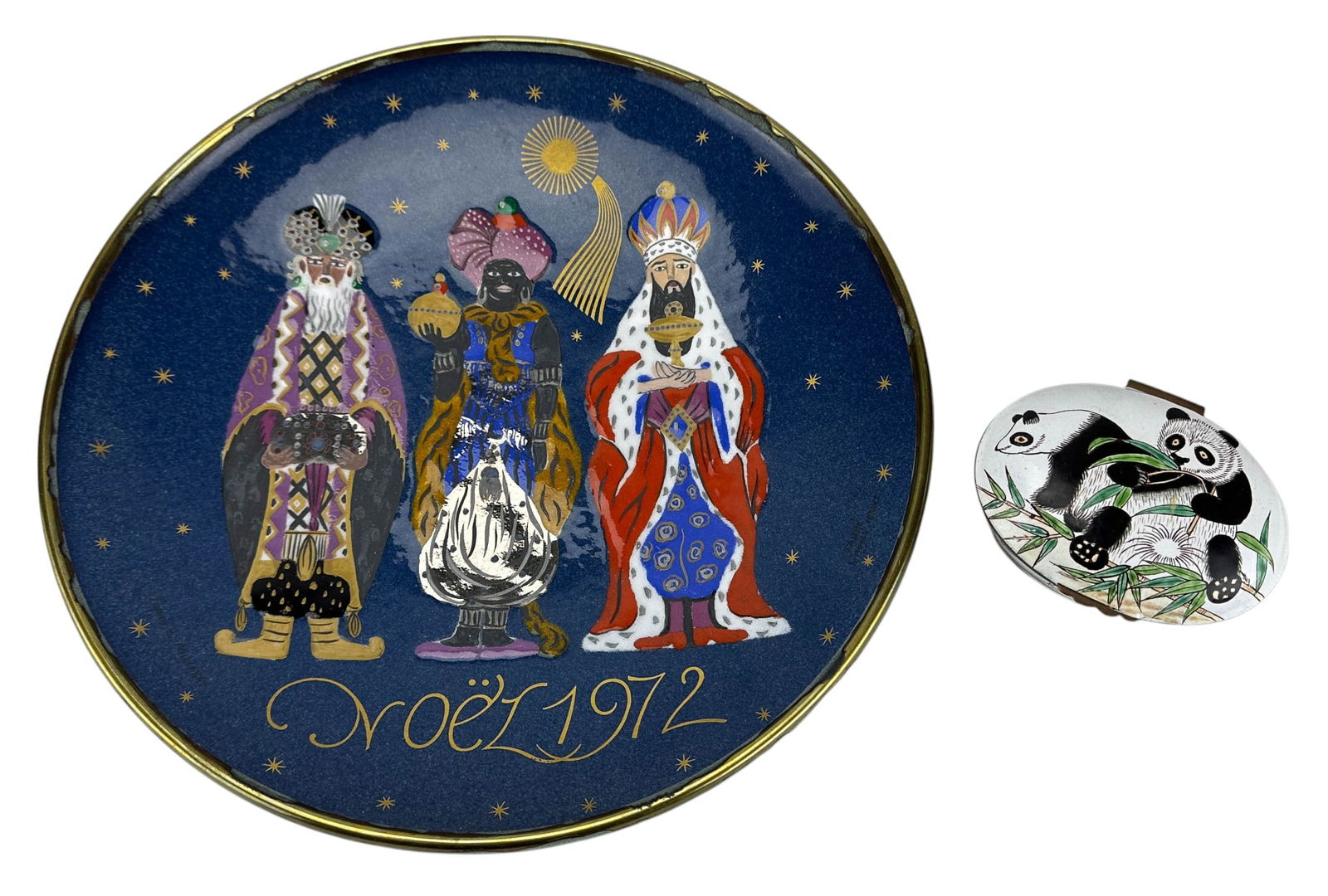 Faure Limoges Noel Enamel Plate & Chinemel Box 2pc (1 of 5)