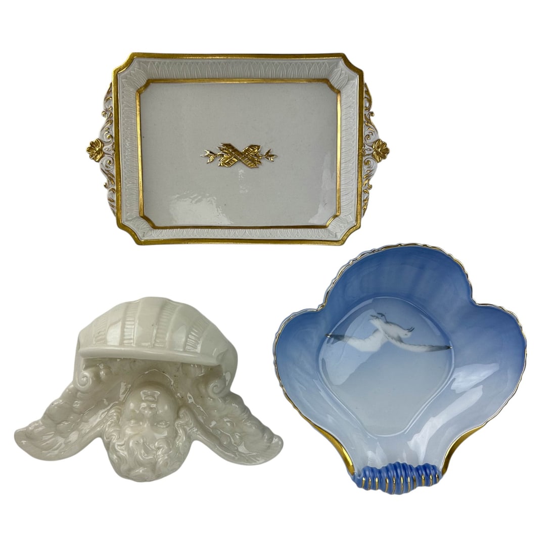 Bing Grondahl Belleek Porcelain Water Font Dish 3p (1 of 7)