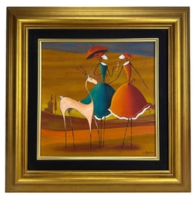 Esther Myatlov b1976 Figural Abstract Oil Painting