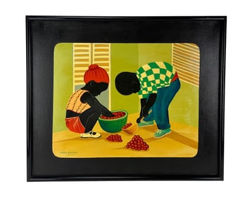 Inatace Alphonse b1043 Folk Art Child Oil Painting