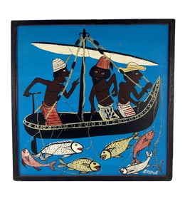 Msagula 1939-2005 African Folk Art Oil Painting