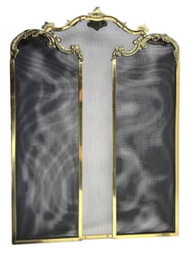 Rococo Brass Style Three Panel Fireplace Screen