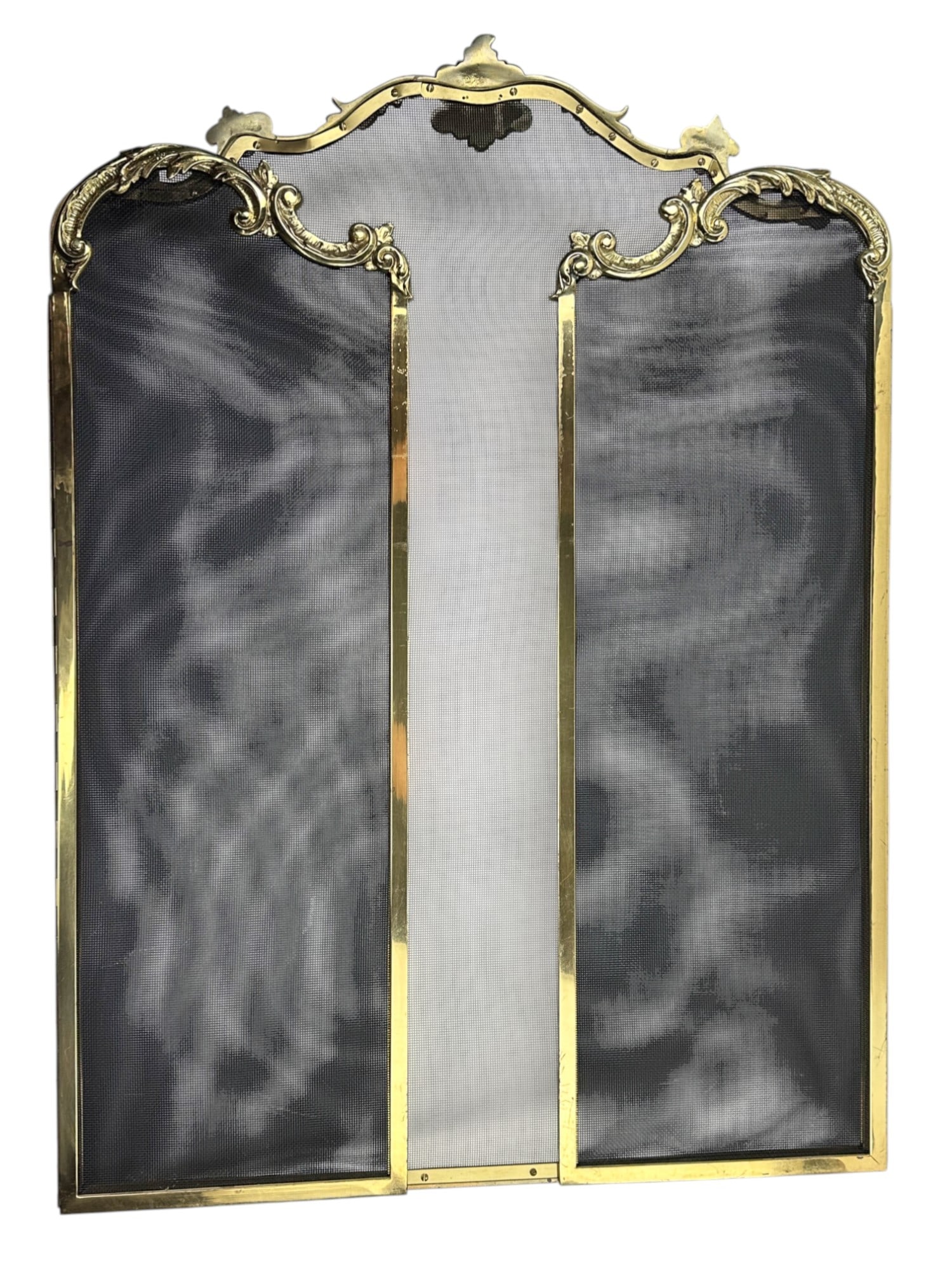 Rococo Brass Style Three Panel Fireplace Screen (1 of 5)