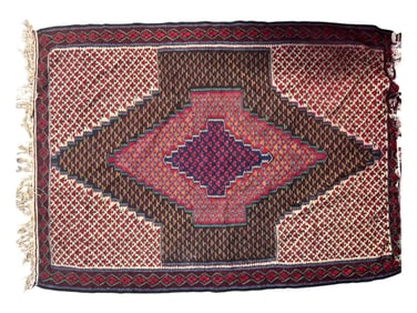 Handwoven Persian Geometric Medallion Tribal Rug