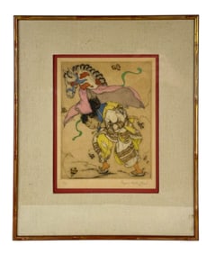 Elyse Ashe Lord 1900-1971 Colored Drypoint Etching