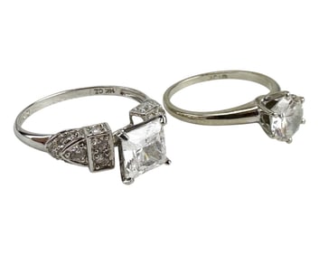 14K & 10K White Gold Ring Settings CZ Stones 7gram