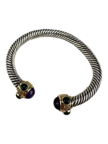 Yurman Style Sterling Silver w/ 14K Gold Bracelet