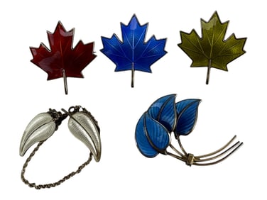 Holmsen Bahner Sterling Enamel Norway Pin Clip LOT