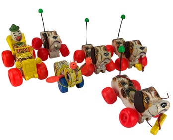 Fisher Price Snoopy Buzzy Bee Jalopy Pull Toys 6pc