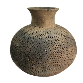 Pre Columbian Style Ceramic Perforated Vessel Vase