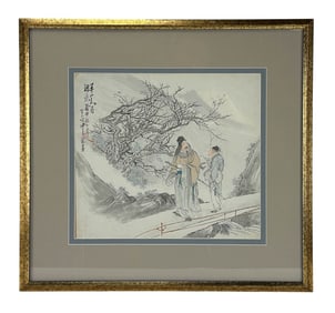 Sha Fu 1831-1906 Figural Landscape Ink Watercolor