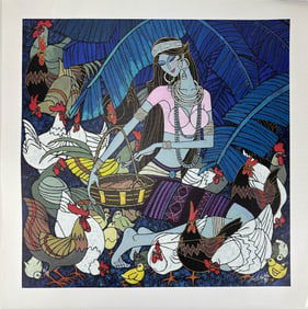 Zu Ming Ho b1949 Feeding Time LE Colored Giclee