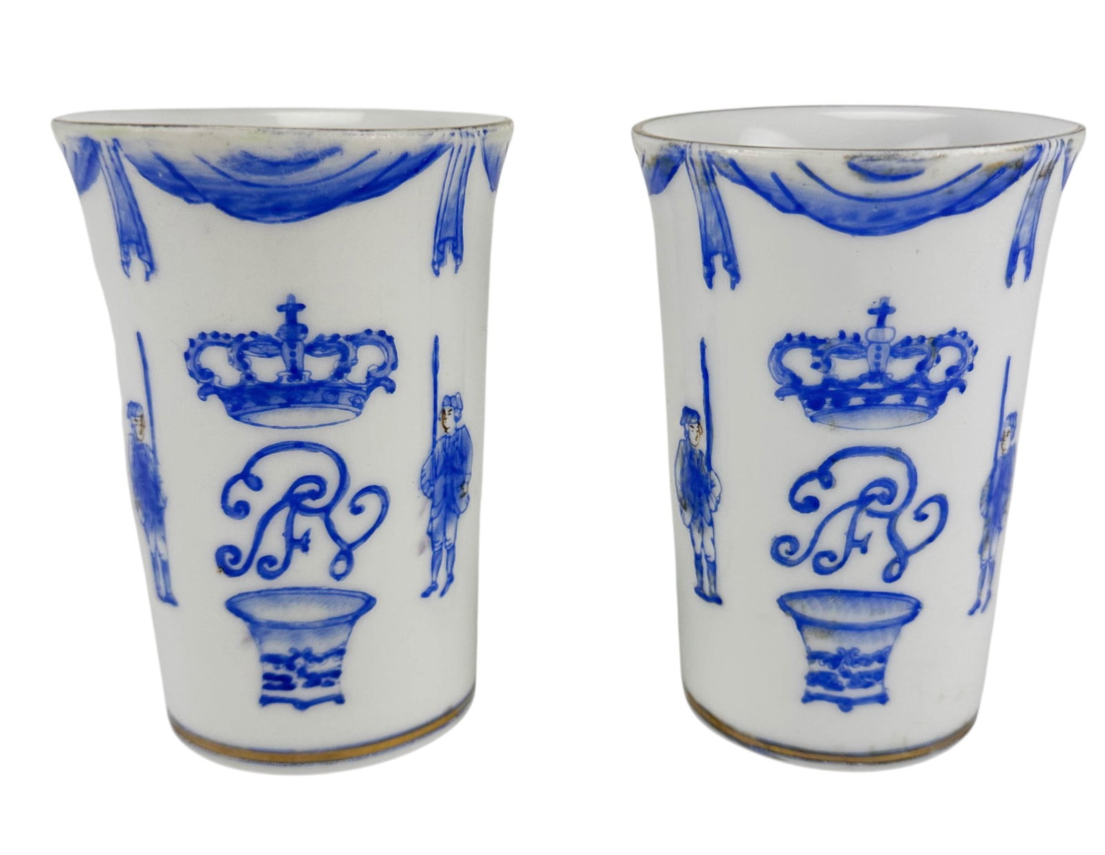 Chinese Pr Painted Porcelain Officer's Beaker Cups (1 of 3)