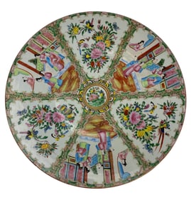Chinese Famille Rose Figural Floral Bird Charger