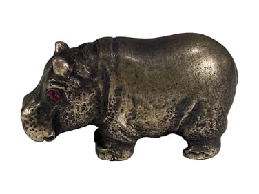Faberge Style Russian Silver Hippo Miniature 54g