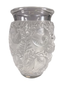 Lalique Avallon Clear Frosted French Crystal Vase