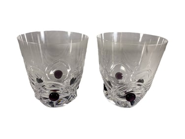 Lalique Floride Pattern Crystal Tumblers 2pc LOT