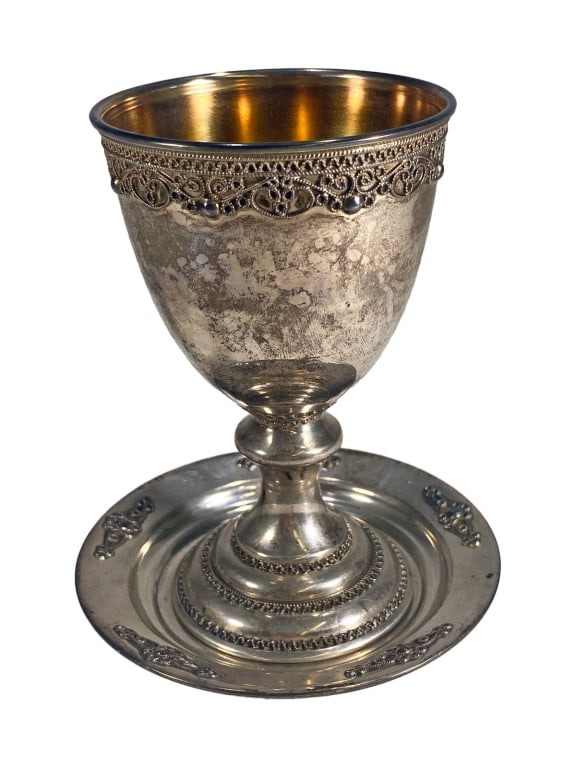 Sterling Silver Religious Gold Wash Chalice & Dish (1 of 6)