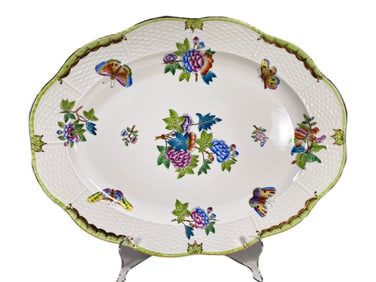Large Herend Hungarian Porcelain Oval Tray 14.5in
