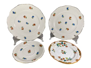 Herend Hungarian Porcelain Decor Plate Set 4pc LOT