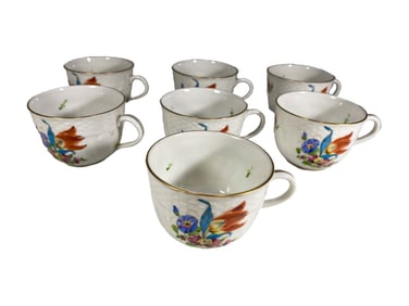 Herend Hungarian Porcelain Handled Cups 7pc LOT