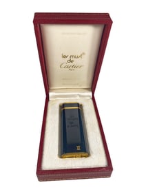 Cartier Paris Les Must Blue Enamel Lighter w/Box