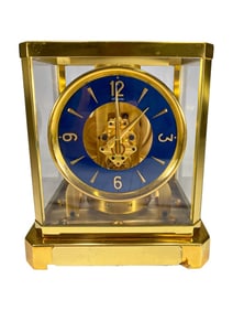 LeCoultre Atmos Blue Dial 528-6 Brass Clock