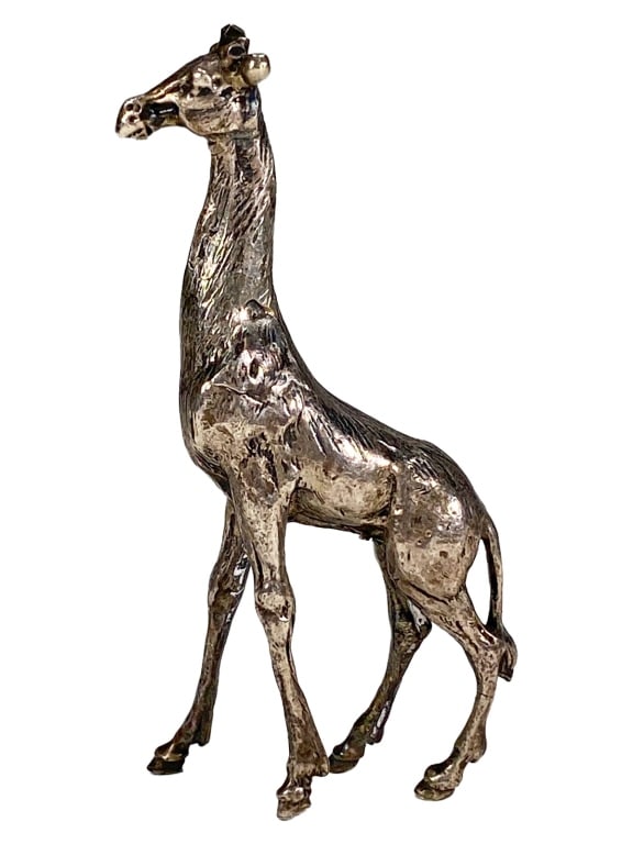 Spanish Miniature Sterling Silver Giraffe Figurine (1 of 4)