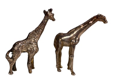 Italian Sterling Silver Giraffe Figurines, 2pc LOT