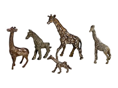 Sterling Silver 925 Giraffe Figurines, 5pc Lot 33g