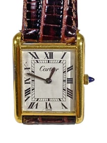 Cartier Tank Gold Plated Wristwatch Roman Numerals