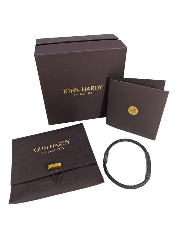 John Hardy Chain Station Sterling Leather Bracelet (1 of 6)