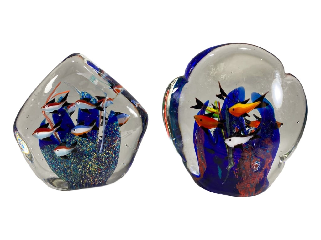 Italian Murano Glass Aquarium Paperweights 2pc LOT (1 of 7)