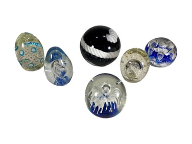 Italian Murano Glass Paperweights 6pc LOT