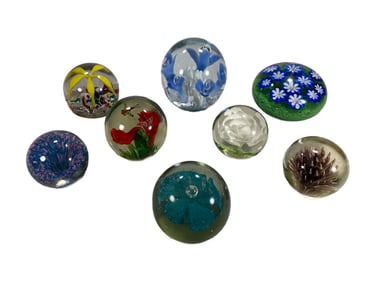 Italian Murano Art Glass Paperweights 8pc LOT
