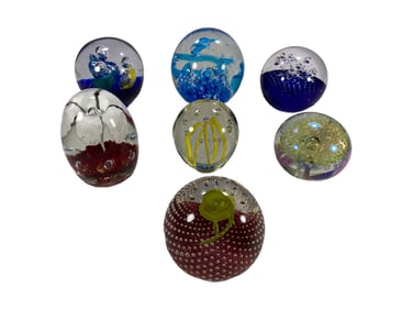 Italian Murano Art Glass Paperweights 7pc LOT