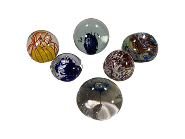 Italian Murano Art Glass Paperweight 6pc LOT